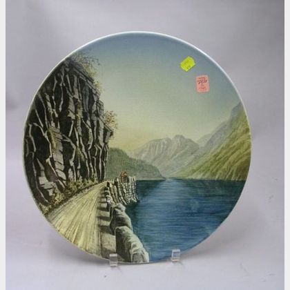 Villeroy & Boch/Mettlach Transfer and Hand-painted Scenic Decorated Ceramic Plaque