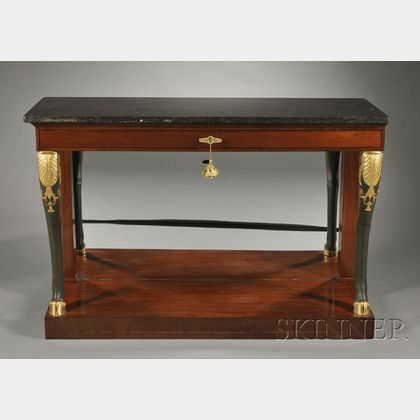 Empire Mahogany and Parcel-gilt Marble-top Console Table