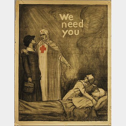 Albert Steiner We Need You Red Cross WWI Lithograph Poster