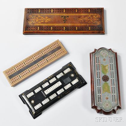 Four Cribbage Boards of Various Design