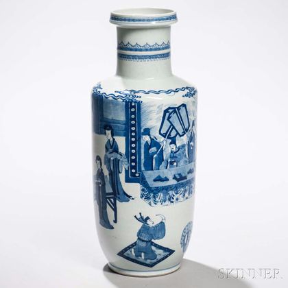 Blue and White Rouleau Vase