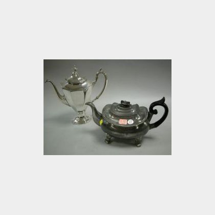 Pewter Teapot and Reed & Barton Silver Plated Coffeepot. 