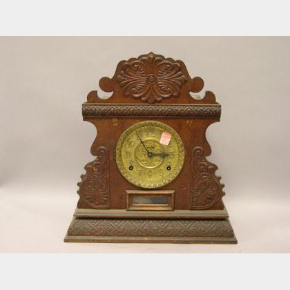 E. Ingraham No. 17 Oak Gingerbread Mantel Clock
