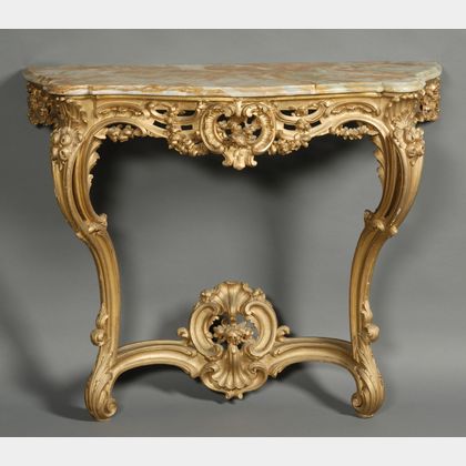 Rococo Revival Giltwood and Marble-top Console Table