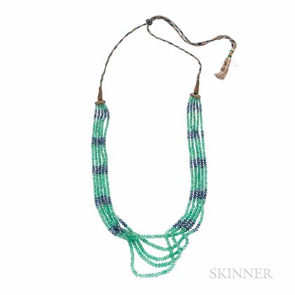 Emerald and Sapphire Bead Necklace