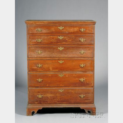 Chippendale Pine Chest over Three Drawers