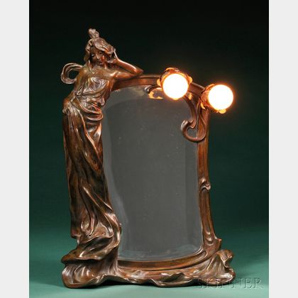 Art Nouveau Mirrored Table Lamp