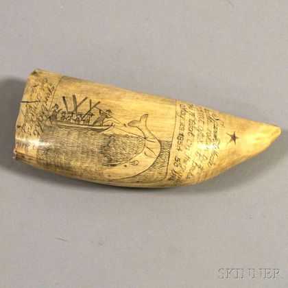 Scrimshaw-decorated Whale's Tooth