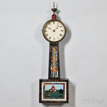 Stenciled Patent Timepiece or "Banjo" Clock