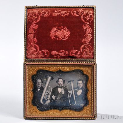 American School, 19th Century Quarter-plate Daguerreotype of a Trio of Musicians