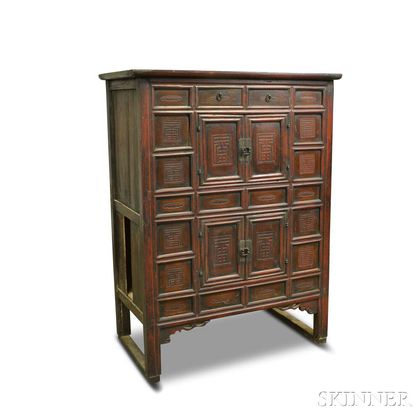 Large Chinese-style Carved Hardwood Cabinet