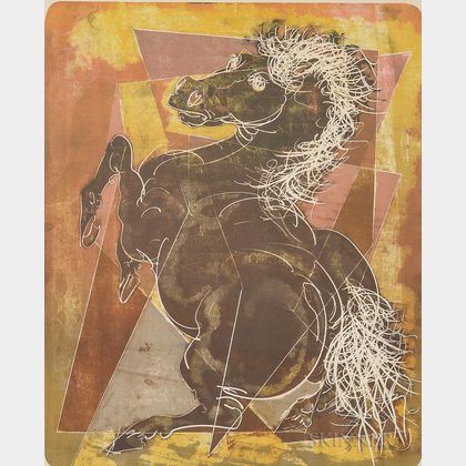 Framed Hans Erni (Swiss, 1909-2015) Lithograph Stallion 