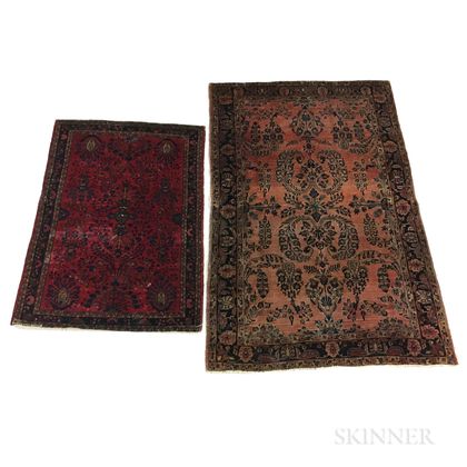 Two Sarouk Scatter Rugs