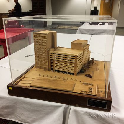 Plywood Architectural Model of a Parking Garage and Office Building. Estimate $200-600