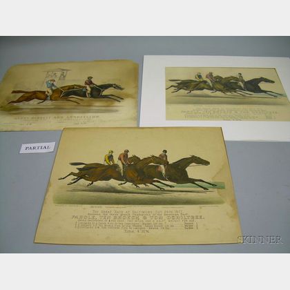 Five N. Currier and Currier & Ives Hand-colored Lithograph Race Horses Prints