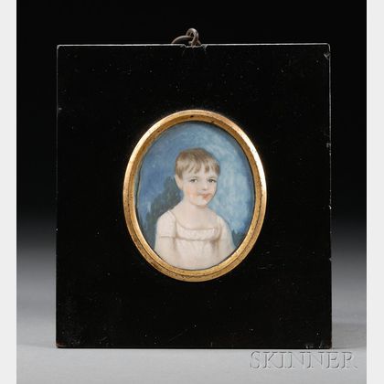 Small Painted Portrait Miniature on Ivory