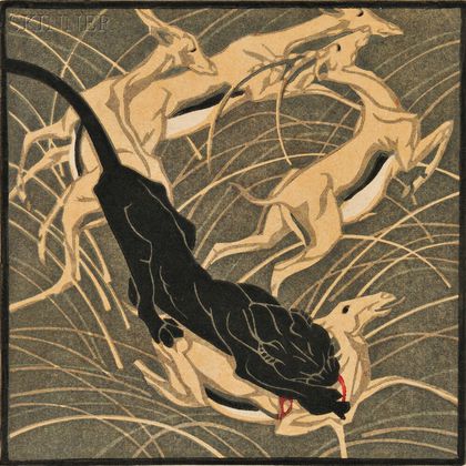 Norbertine Bresslern-Roth (Austrian, 1891-1978) Panther and Antelope
