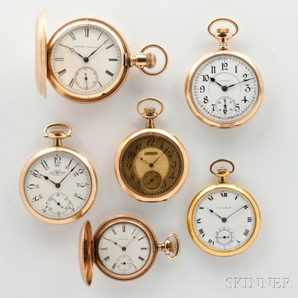 Six Gold-filled American Pocket Watches