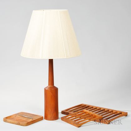 Table Lamp and Four Serving Pieces 