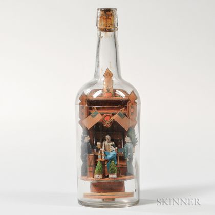 Carl Worner Bottle with Saloon Scene