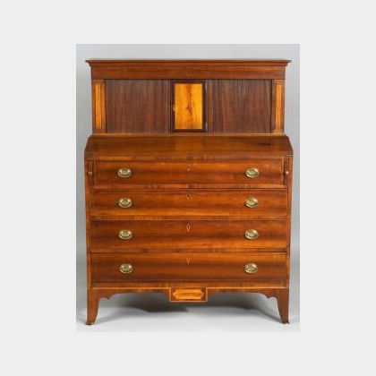 Federal Cherry and Flame Birch Veneer Inlaid Lady&#39;s Desk