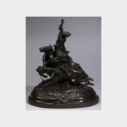 Russian Bronze of Figural Group of Soldiers on Horseback