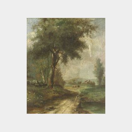 British School, 19th Century Lot of Two Paintings Including: Country Farm