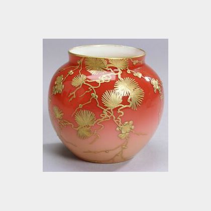Thomas Webb & Sons Peachblow Decorated Glass Vase