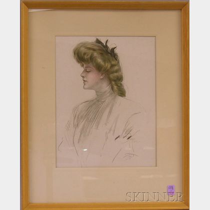 Framed Print of a Harrison Fisher Profile Portrait of a Woman