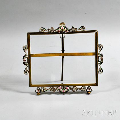 Brevete Enameled Brass and Beveled Glass Picture Frame