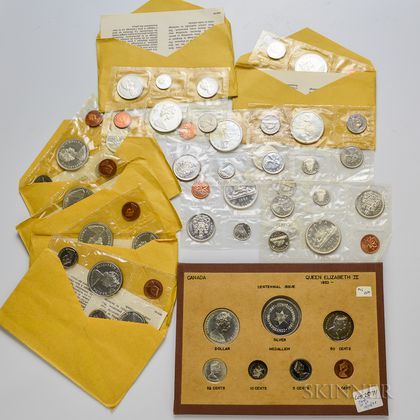 Ten 1965 Canadian Mint Sets and a 1967 Centennial Proof Set. Estimate $200-300