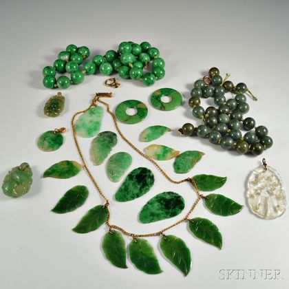 Group of Green Hardstone Jewelry
