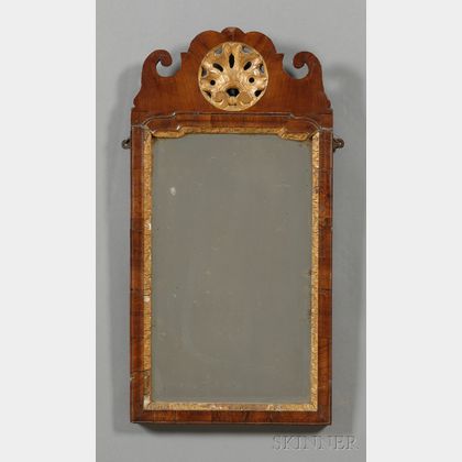 Queen Anne Walnut and Gilt-gesso Mirror