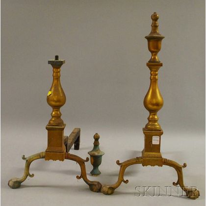 Pair of Federal-style Brass Urn-top Andirons