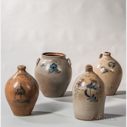 Three Stoneware Jugs and a Jar