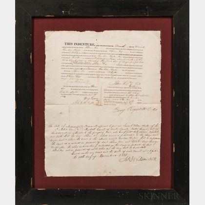 Two Framed Chickasaw Indian Land Purchase Documents Related to Gurdon Hyde