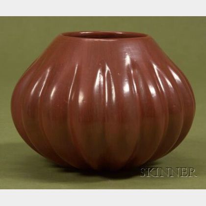 Contemporary Southwest Polished Redware Pottery Bowl