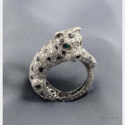 Platinum, Diamond, Onyx, and Emerald Panther Ring, Cartier, Paris