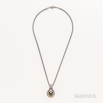 Tiffany & Co. Sterling Silver, 18kt Gold, and Hematite Pendant