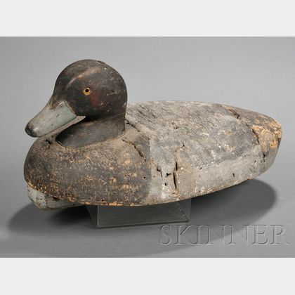 Carved and Painted Wood and Cork Bluebill Decoy