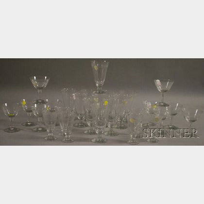 Twenty-seven Pieces of Fostoria "Laurel" Etched Glass Stemware