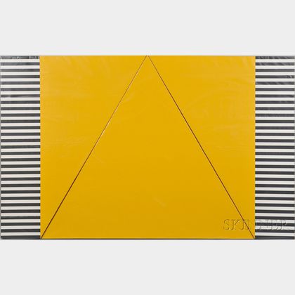 Terri Priest (American, 1928-2014) Four-part Work: Yellow, Black, and White Geometric Shapes
