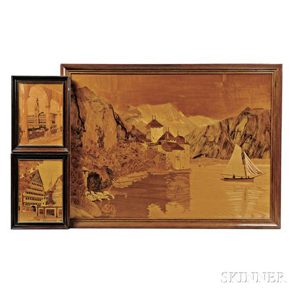 Three Framed Marquetry Panels
