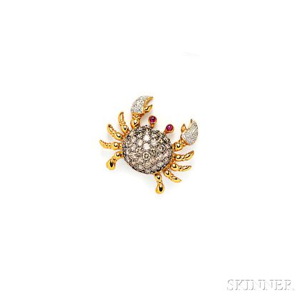 18kt Gold and Diamond Brooch