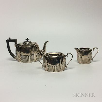 English Three-piece Sterling Silver Tea Set