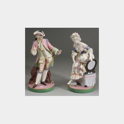 Pair of Bisque Porcelain Figures of a Lady and Gentleman