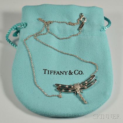 Tiffany & Co. Platinum and Diamond Dragonfly Necklace
