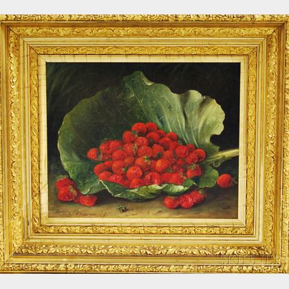Thomas Addison Richards (American, 1820-1900) Strawberries in a Cabbage Leaf