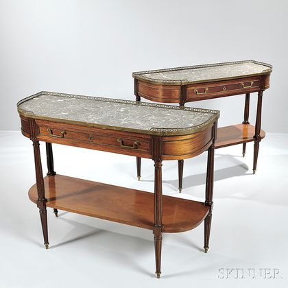 Pair of Louis XVI Marble-top Console Tables