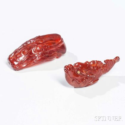 Two Amber Carvings